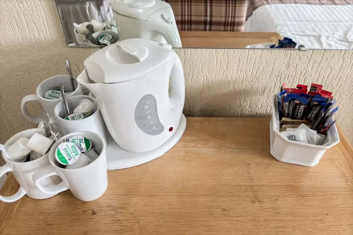Tea and coffee make facilities in Family Room at The Hand Hotel Llangollen